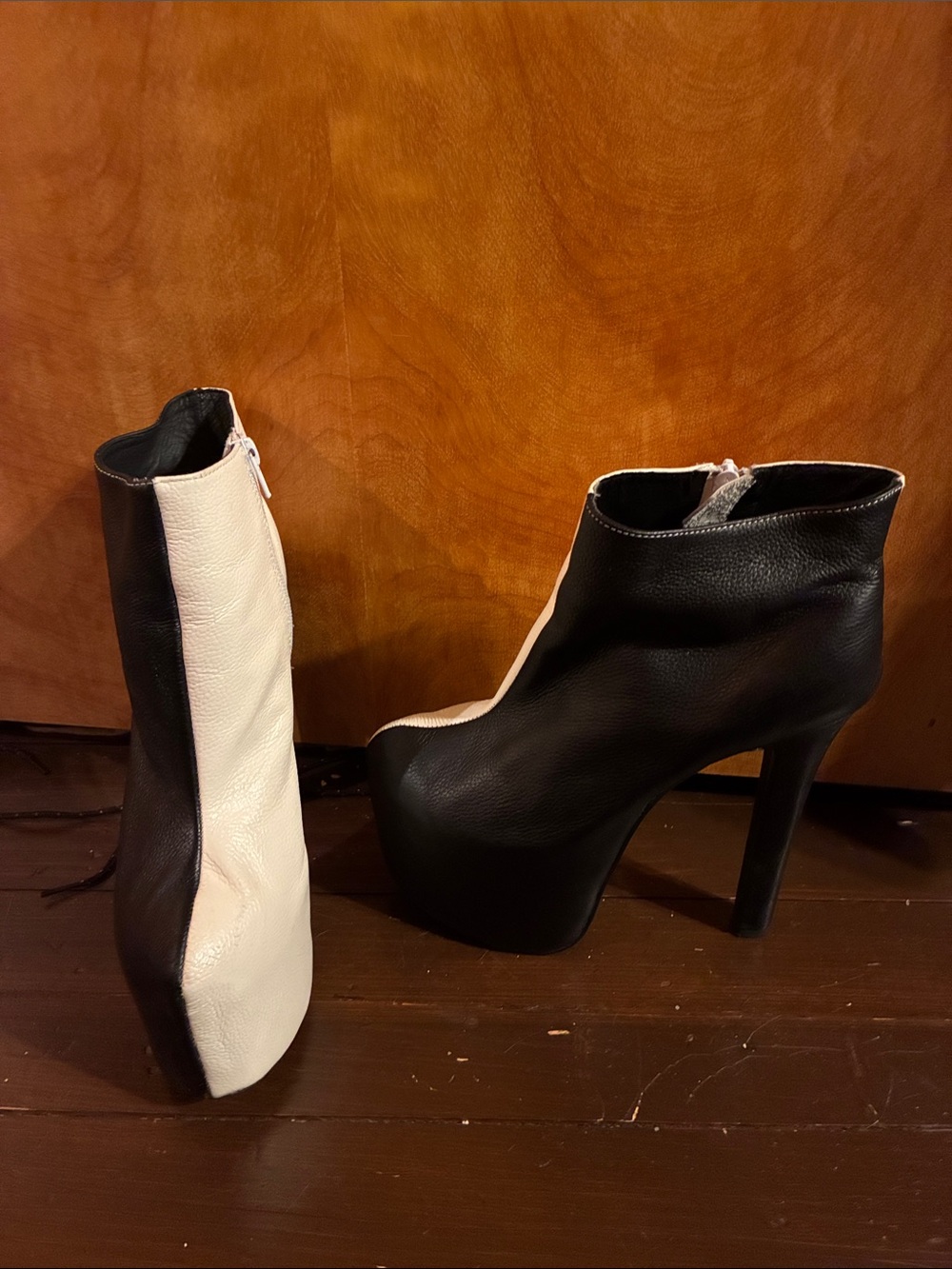Black and white High Platform Ankle Boots